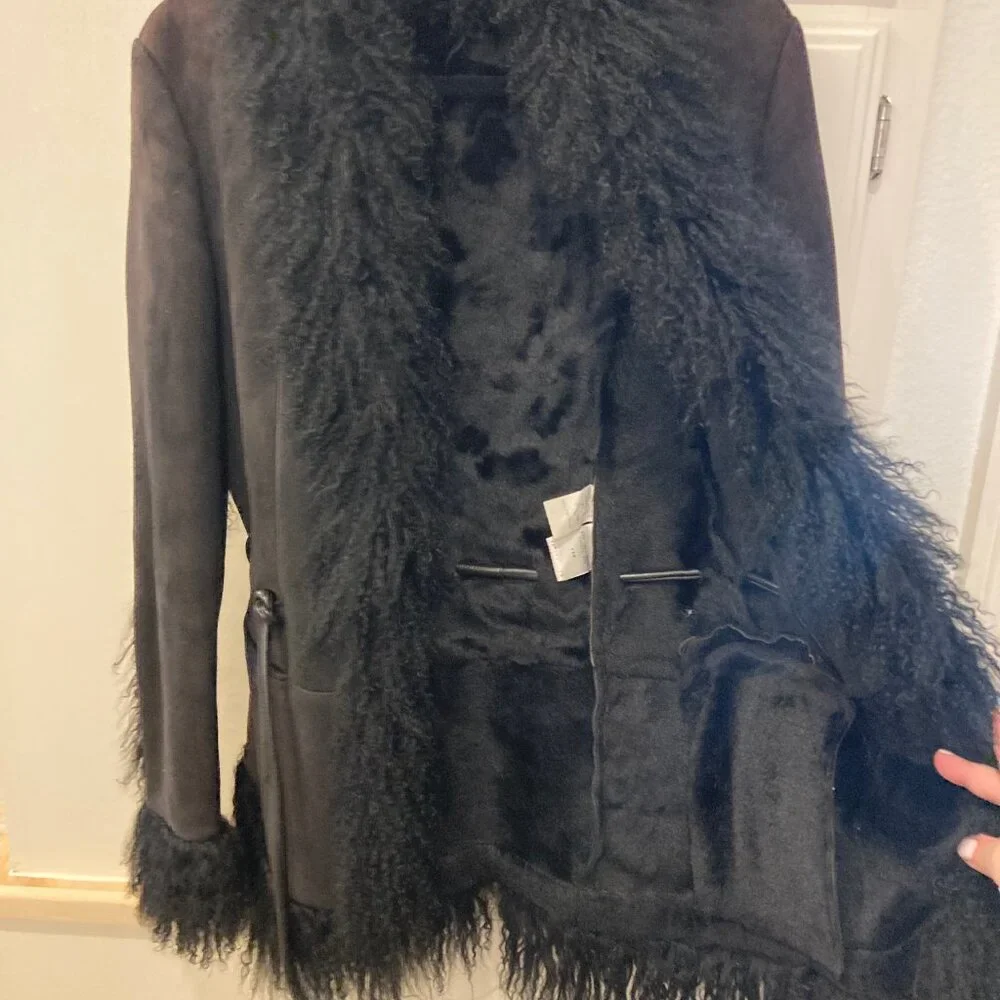 Gucci Tom Ford Era F/W 1999 Black Suede and Shearling Coat 90s Y2K Vintage - Picture 12 of 16